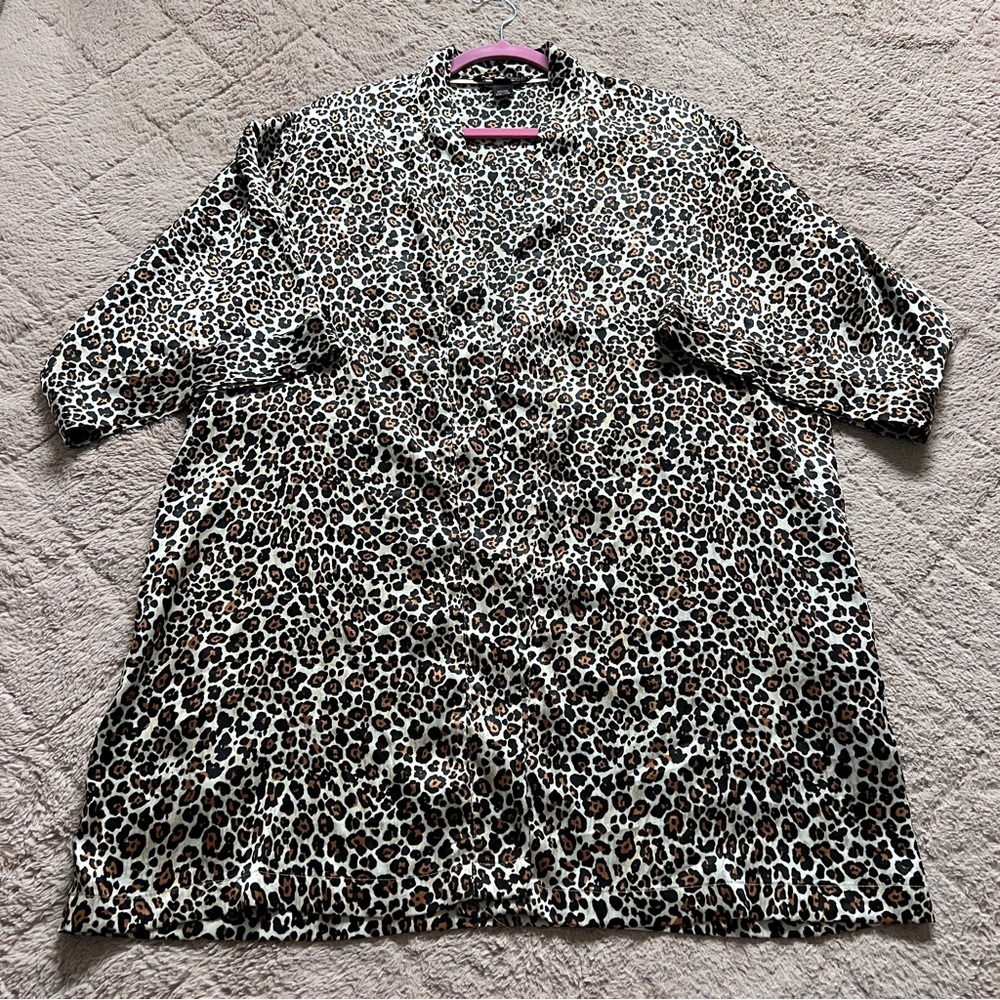 Victoria's Secret Leopard Print Satin‎ Robe Preppy Retro Whimsical Size S/M